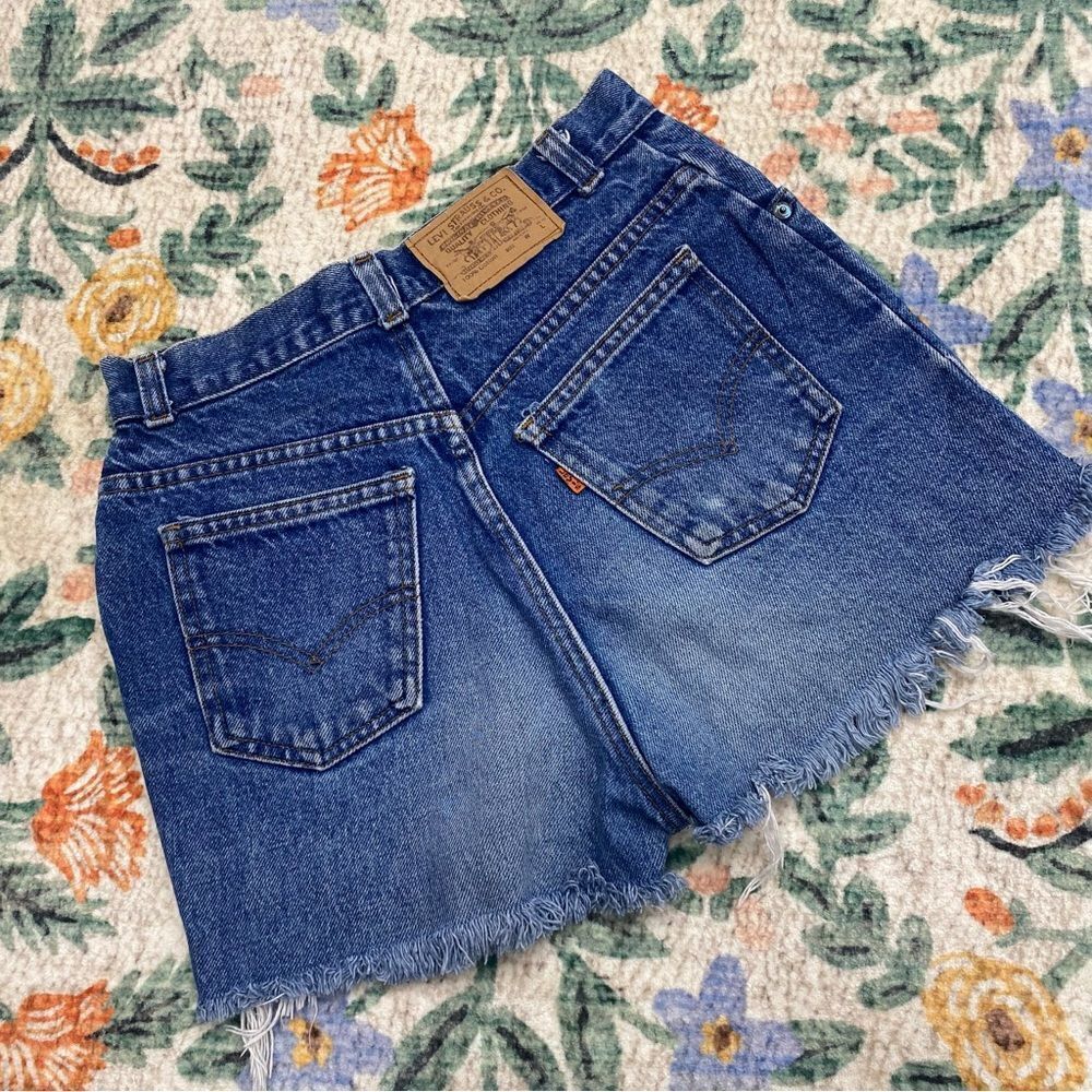 VTG 1980 Levi’s 25048 High Rise Orange Tab Denim Shorts - Made in USA - 28
